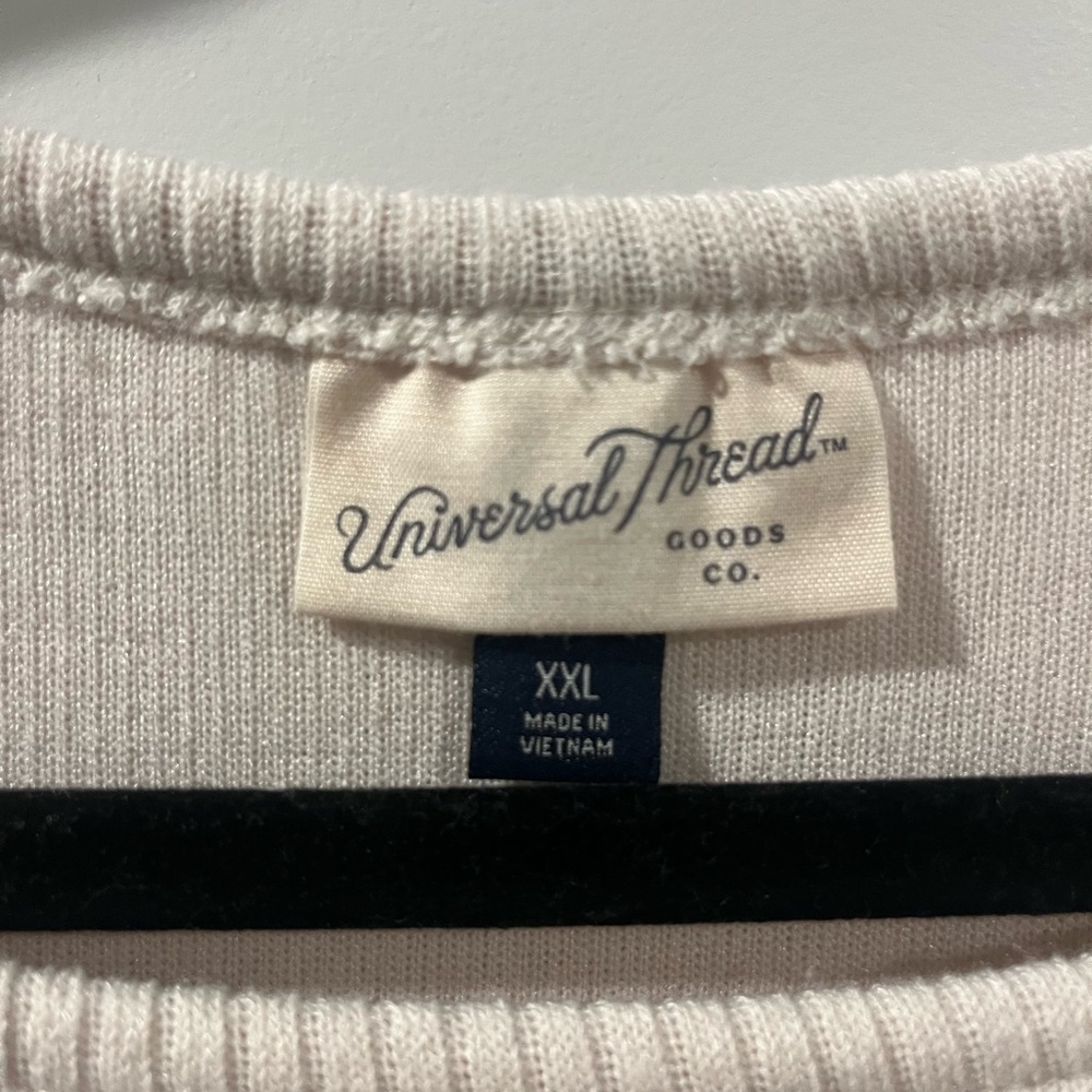 Universal Thread Cream Ribbed Short Sleeve Top - Picture 3 of 4